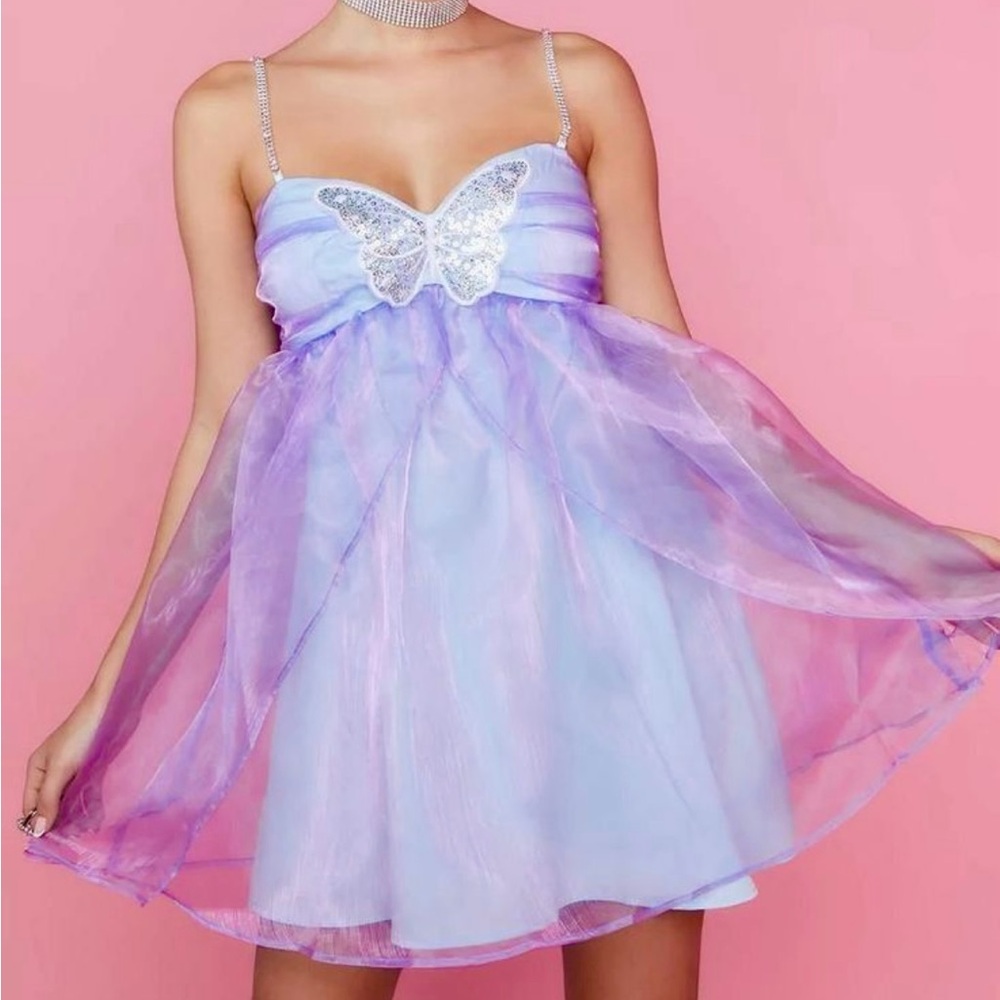 Dolls Kill Sugar Thrillz Lavender Butterfly Fairy Dress